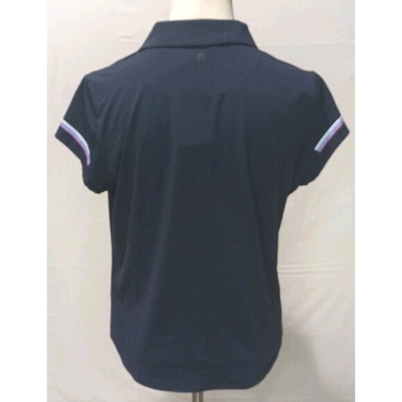 RBX Women's 1/4 Zip Front Short Polo W/ Printed Stripe At Sleeves Large NWT Blue - Picture 3 of 16